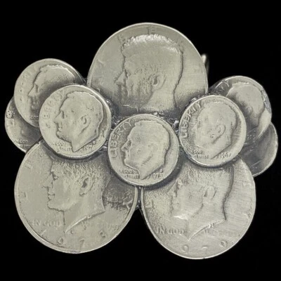 Coin Collection Collector Money Coins Currency JKF 70s 1979 Vtg Belt Buckle - Image 1 of 2