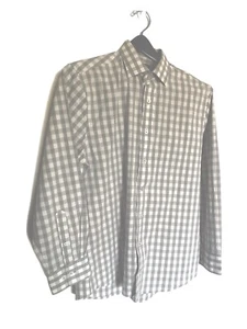 Camisa de vestir a cuadros gris Nick Graham para hombre talla 15,5 X 32/33 ajuste moderno elástica - Imagen 1 de 4