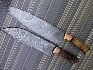 CUSTOM HAND MADE DAMASCUS STEEL SHEF  KNIFS BAUTY 3000(lot of 2) - Picture 1 of 12
