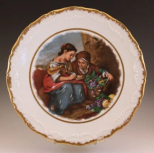 LIMOGES PORCELLANE CASTEL GRANDE PIATTO RITRATTO 2 RAGAZZE MADE IN FRANCE VINTAGE  - Foto 1 di 5