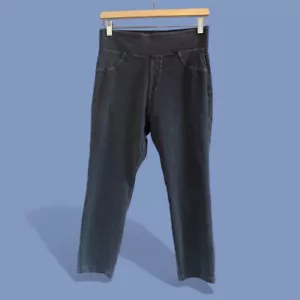 NWT Women’s Halara High Waisted Stretchy Denim Capri Casual Black Leggings-Sz-M - Picture 1 of 10