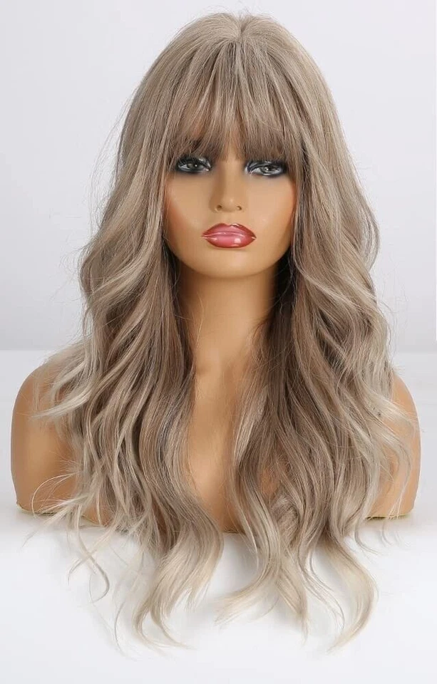 24"" Mujeres Largo Ondulado Parte Media Pelucas Vestido Juegos con disfraces Diario Ombre Rubio Ceniza Foto 1 de 1