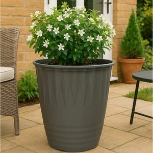 Fioriera alta da interno esterno giardino vaso in plastica - fioriera grigio freddo 23 cm - Foto 1 di 9