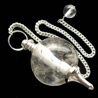 GREEN CROSS TOAD Clear Rock Quartz Crystal Ball Scrying Oracle Shew Stone Dowsing Pendulum Dowser