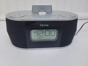 Black iHome iD38 Apple Docking Station Speaker Dual Alarm Clock Radio - Picture 1 of 8