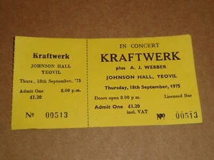 Kraftwerk 1975 Johnson Hall, Yeovil complete Concert Ticket - Imagen 1 de 1