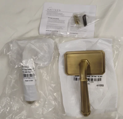 Juego de puerta interior de paso de latón mate manija de palanca izquierda sin respaldo Foto 1 de 2