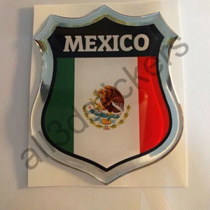 Sticker Mexico Emblem 3D Resin Domed Gel Mexico Flag Vinyl Decal Car Laptop - Picture 1 of 3