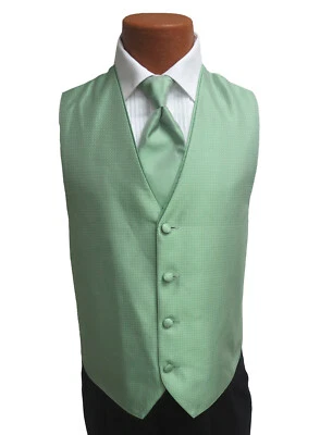 Men's Jean Yves Sterling Clover Green Tuxedo Vest & Tie Wedding Groom Prom - Image 1 of 3