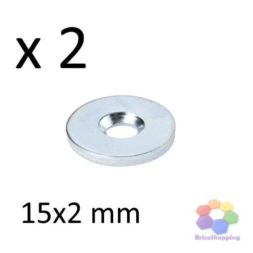Bottone Magnetico Magnete al Neodimio Con Foro Svasato Mm 15x2 Nichelata 2 Pz - Immagine 1 di 1