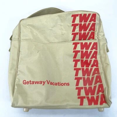 Bolso de mano mensajero vintage TWA Airline beige escapada vacaciones Foto 1 de 4