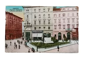 TRIESTE Piazza San Giovanni Monumento a Verdi Cartolina Vintage Animata Postcard - Bild 1 von 2