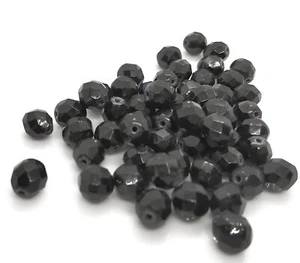 Glass Faceted Beads 8mm - Black - Pack of 25 - Picture 1 of 1