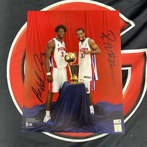 Ben Wallace Rip Hamilton Detroit Pistons Signed 11x14 Photo Autographed Steiner - Picture 1 of 4
