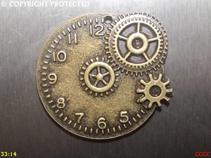 steampunk bronze fridge magnet clock watch cogs gearwheels timepiece - Picture 1 of 2