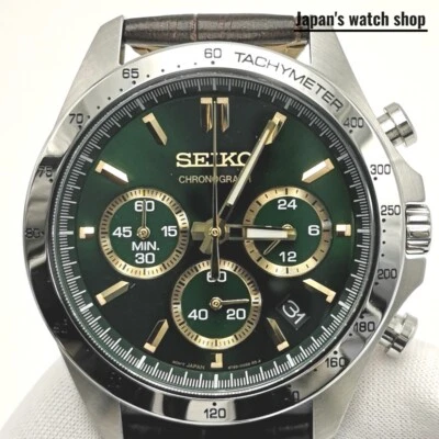 SEIKO Spirit SBTR017 Green Chronograph Quartz Leather band Men Watch New in Box - Image 1 of 4