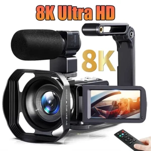 8K Video Camera 64MP Camcorder | 18X Zoom, Touch Screen, Portable Recorder - Picture 1 of 8