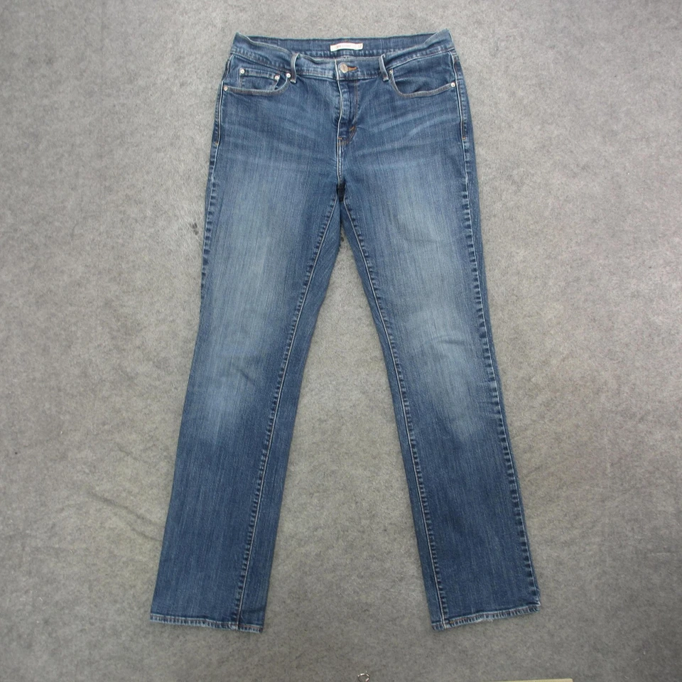 Levis 505 Straight Jeans Womens 12 Long Blue Medium Wash Denim Stretch Classic - Image 1 of 4