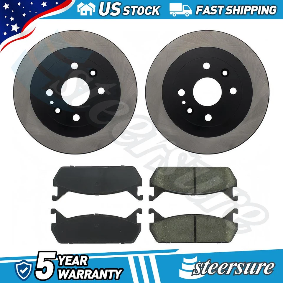 Rear Brake Pads & Rotor Kit for Ford Escort 1991-1993 1994 1995 1996 1.8L L4 - Image 1 of 1