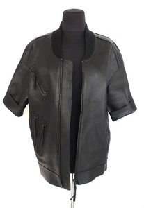 Hotel Particulier Leder Doppelseitige Kurzarm Jacke Bomber Schwarz Größe S - Bild 1 von 24