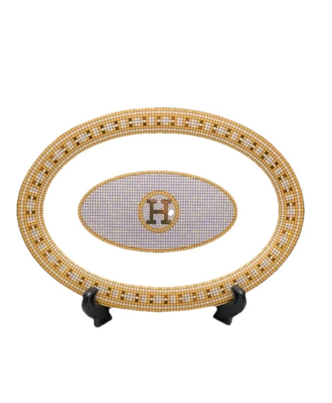 Mosaic Gold Luxury Bone China 12 Inch Oval Platter - Image 1 of 1