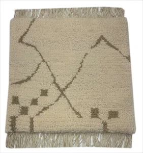 Handmade Rug 60X60 Cm 100% Wool Soft Ivory & Sand R113 - Picture 1 of 5