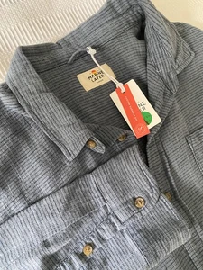 Marine Lagenlook Hemd Herren Large blau gestreift klassisch Stretch Selvage Langarm - Bild 1 von 6