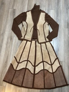 Chaleco Falda Vintage Young East Cuero Retazos Traje Occidental Talla 13 14 Para Mujer - Imagen 1 de 23