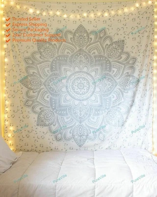 Handmade Flower Mandala Cotton Tapestry Bedspread Wall Covering Room Decor - image 1 of 4