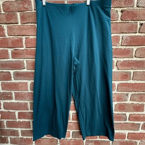 Eileen Fisher Bio Baumwolle Stretch Pull On Ankle Hose türkis 1X NEU - Bild 1 von 10