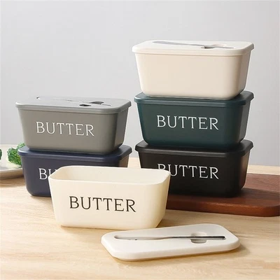 Elegant Black Butter Dish with Spatula Convenient Kitchen Storage Solution - Image 1 of 4