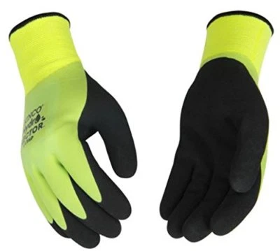 Kinco 1786P Mens Waterproof Thermal Latex Gloves Green Warm Winter Soft Lining