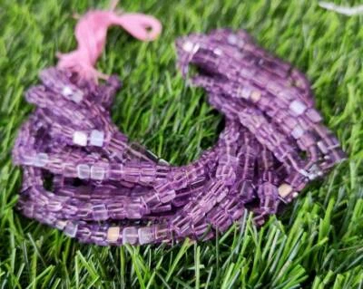 Perle Di Gemma Naturale In Amatista A Cubo 3D 4-6 Mm 16" Pollici Filo Sciolto - Immagine 1 di 4
