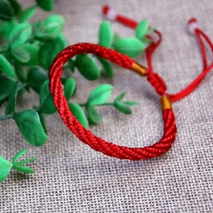 100 Braided Lucky Red String Rope Cord Jude Beaded Adjustable Bracelet - Picture 1 of 9