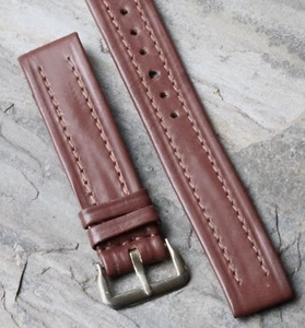 Kurzes Altbestand Kontraststich Rindsleder 40er/50er Jahre NOS Vintage Uhrenarmband 15,5mm - Bild 1 von 3