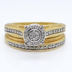 Genuine .52ctw H-SI Diamond 14K Yellow Gold 925 Silver Engagement / Wedding Ring
