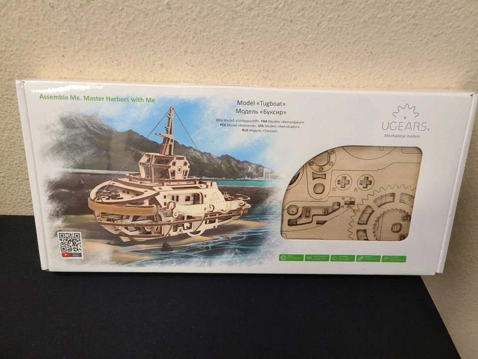 UGEARS Tugboat 3d Puzzle Mechanical Wooden Model Kit