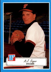 1990 Wichita Wranglers Rock's Dugout #18 A.J. Sager Kirkersville Ohio OH Card