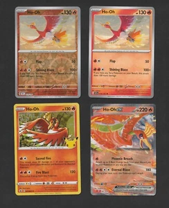 Ho-Oh Pokemon Card Collection Set of 4 English Cards Fire Type Rare Holo EX - Foto 1 di 1