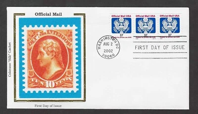 #O159 37c Official Mail - Great Seal - Colorano "Silk" FDC Plt #S111 Coil (3) - Image 1 of 3