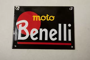 Moto Benelli Motorcycles Porzellan Emailschild (G3L) rot schwarz gold weiß - Bild 1 von 9