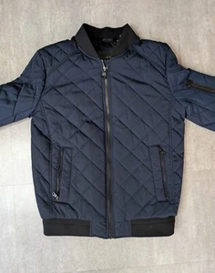 Calvin Klein Men's Quilted Bomber Jacket - Full Zip Blue Size Small - Picture 1 of 9