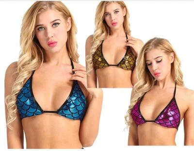 sexy Bralett Meerjungfrau BH Bademode erotik Unterwäsche Dessous Wetlook Glitzer - Bild 1 von 4