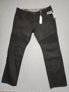Rock Revival Granger Biker Size 44 Straight Black Studded Jeans 33" Inseam NWT - Picture 1 of 20