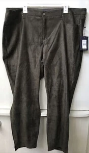 NYDJ Alina Skinny Ankle Legging W/ Slit Faux Suede Martini Olive Size 22W NWT - Picture 1 of 7