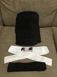 New hibachi chef hat and tie, teppanyaki chef hat and tie black+white 武術tie - Picture 1 of 3