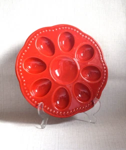 SMF Schramberg Eierkabinett Eierteller Eierplatte Eier Servierteller rot 8 Eier - Bild 1 von 3