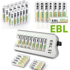 EBL Lot AA AAA Rechargeable Ni-Mh Batteries 2800mAh 2300mAh 1100mAh 800mAh + Box
