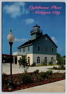 Michigan City Indiana Lighthouse Place Postcard - Picture 1 of 2