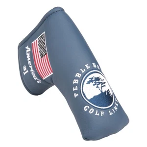 PU Leather with Pebble Beach Embroidery Golf Blade Putter Head Cover - Picture 1 of 35
